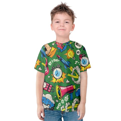 Pop Art Colorful Seamless Pattern Kids  Cotton Tee by Amaryn4rt