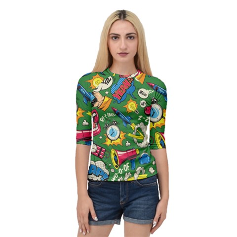 Pop Art Colorful Seamless Pattern Quarter Sleeve Raglan Tee by Amaryn4rt