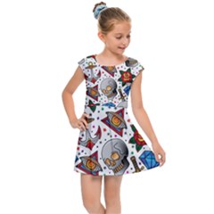 Full Color Flash Tattoo Patterns Kids  Cap Sleeve Dress by Amaryn4rt