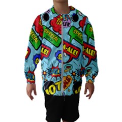 Comic Bubbles Seamless Pattern Kids  Hooded Windbreaker by Amaryn4rt