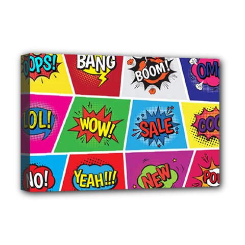 Pop Art Comic Vector Speech Cartoon Bubbles Popart Style With Humor Text Boom Bang Bubbling Expressi Deluxe Canvas 18  X 12  (stretched) by Amaryn4rt