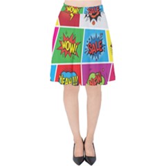 Pop Art Comic Vector Speech Cartoon Bubbles Popart Style With Humor Text Boom Bang Bubbling Expressi Velvet High Waist Skirt by Amaryn4rt