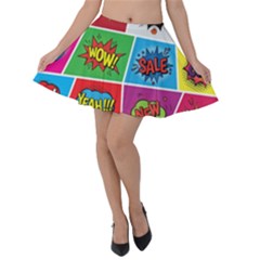 Pop Art Comic Vector Speech Cartoon Bubbles Popart Style With Humor Text Boom Bang Bubbling Expressi Velvet Skater Skirt by Amaryn4rt