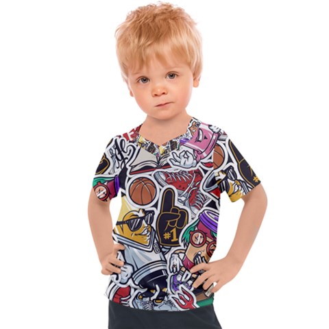 Vintage College Colorful Seamless Pattern Kids  Sports Tee by Amaryn4rt