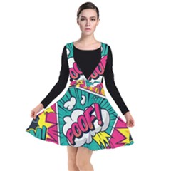 Comic Colorful Seamless Pattern Plunge Pinafore Dress by Amaryn4rt