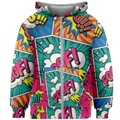 Comic Colorful Seamless Pattern Kids  Zipper Hoodie Without Drawstring by Amaryn4rt