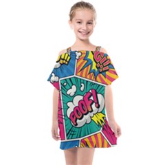 Comic Colorful Seamless Pattern Kids  One Piece Chiffon Dress by Amaryn4rt