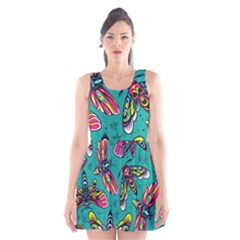 Vintage Colorful Insects Seamless Pattern Scoop Neck Skater Dress