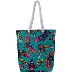 Vintage Colorful Insects Seamless Pattern Full Print Rope Handle Tote (small) by Amaryn4rt