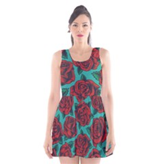 Vintage Floral Colorful Seamless Pattern Scoop Neck Skater Dress