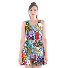 Graffiti Characters Seamless Pattern Scoop Neck Skater Dress by Amaryn4rt