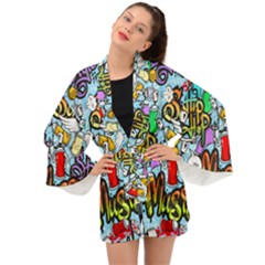 Graffiti Characters Seamless Pattern Long Sleeve Kimono