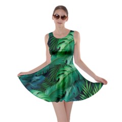 Tropical Green Leaves Background Skater Dress by Amaryn4rt