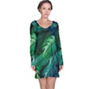 Tropical Green Leaves Background Long Sleeve Nightdress View1