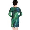 Tropical Green Leaves Background Long Sleeve Nightdress View2