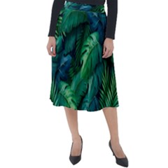 Tropical Green Leaves Background Classic Velour Midi Skirt  by Amaryn4rt