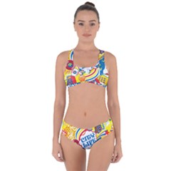 Colorful City Life Horizontal Seamless Pattern Urban City Criss Cross Bikini Set by Amaryn4rt