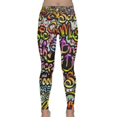 Graffiti Word Seamless Pattern Classic Yoga Leggings by Amaryn4rt