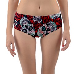 Vintage Day Dead Seamless Pattern Reversible Mid-waist Bikini Bottoms by Amaryn4rt
