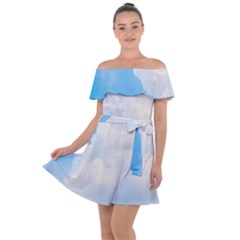 Sky Off Shoulder Velour Dress by byali