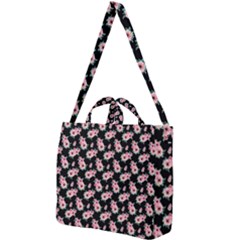 Floral Print Square Shoulder Tote Bag by Saptagram