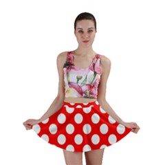 Large White Polka Dots Pattern, Retro Style, Pinup Pattern Mini Skirt by Casemiro