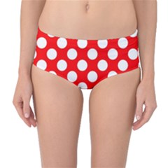Large White Polka Dots Pattern, Retro Style, Pinup Pattern Mid-waist Bikini Bottoms by Casemiro