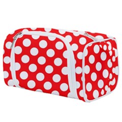 Large White Polka Dots Pattern, Retro Style, Pinup Pattern Toiletries Pouch