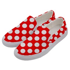 Large White Polka Dots Pattern, Retro Style, Pinup Pattern Men s Canvas Slip Ons by Casemiro