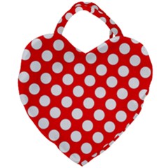 Large White Polka Dots Pattern, Retro Style, Pinup Pattern Giant Heart Shaped Tote by Casemiro