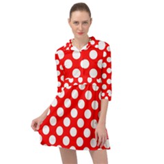 Large White Polka Dots Pattern, Retro Style, Pinup Pattern Mini Skater Shirt Dress by Casemiro