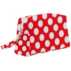 Large White Polka Dots Pattern, Retro Style, Pinup Pattern Wristlet Pouch Bag (large)