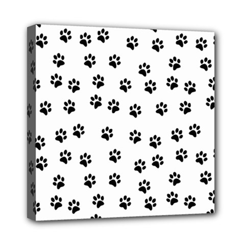 Dog Paws Pattern, Black And White Vector Illustration, Animal Love Theme Mini Canvas 8  X 8  (stretched) by Casemiro