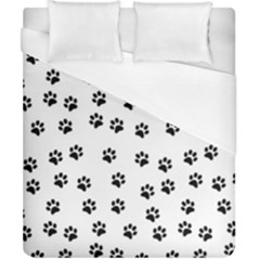 Dog Paws Pattern, Black And White Vector Illustration, Animal Love Theme Duvet Cover (california King Size) by Casemiro