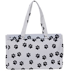 Dog Paws Pattern, Black And White Vector Illustration, Animal Love Theme Canvas Work Bag by Casemiro