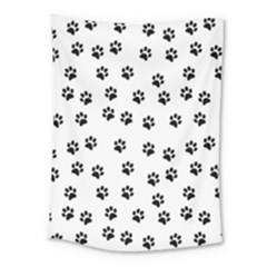 Dog Paws Pattern, Black And White Vector Illustration, Animal Love Theme Medium Tapestry by Casemiro