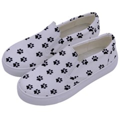 Dog Paws Pattern, Black And White Vector Illustration, Animal Love Theme Kids  Canvas Slip Ons by Casemiro