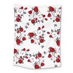 Vector Roses Pattern,red Flowers And Black Branches, Asymmetric Design Medium Tapestry by Casemiro