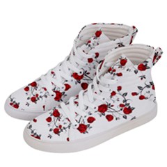 Vector Roses Pattern,red Flowers And Black Branches, Asymmetric Design Men s Hi-top Skate Sneakers by Casemiro