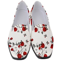 Vector Roses Pattern,red Flowers And Black Branches, Asymmetric Design Women s Classic Loafer Heels by Casemiro