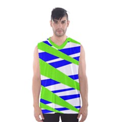 Abstract triangles pattern, dotted stripes, grunge design in light colors Men s Basketball Tank Top