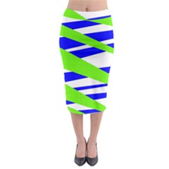 Abstract triangles pattern, dotted stripes, grunge design in light colors Midi Pencil Skirt