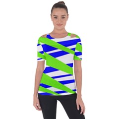 Abstract triangles pattern, dotted stripes, grunge design in light colors Shoulder Cut Out Short Sleeve Top