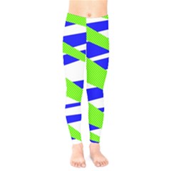 Abstract triangles pattern, dotted stripes, grunge design in light colors Kids  Leggings