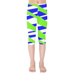 Abstract triangles pattern, dotted stripes, grunge design in light colors Kids  Capri Leggings 