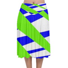 Abstract triangles pattern, dotted stripes, grunge design in light colors Velvet Flared Midi Skirt