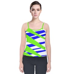 Abstract triangles pattern, dotted stripes, grunge design in light colors Velvet Spaghetti Strap Top