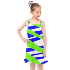 Abstract triangles pattern, dotted stripes, grunge design in light colors Kids  Overall Dress