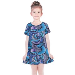 Blue Swirl Pattern Kids  Simple Cotton Dress by designsbymallika