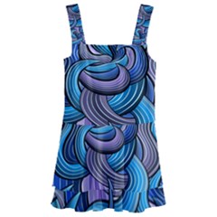 Blue Swirl Pattern Kids  Layered Skirt Swimsuit by designsbymallika